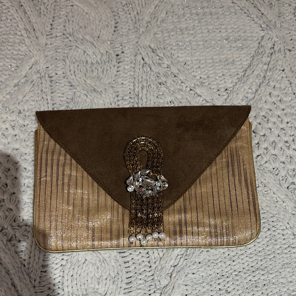 ESBEDA Elegant Brown and Gold Clutch